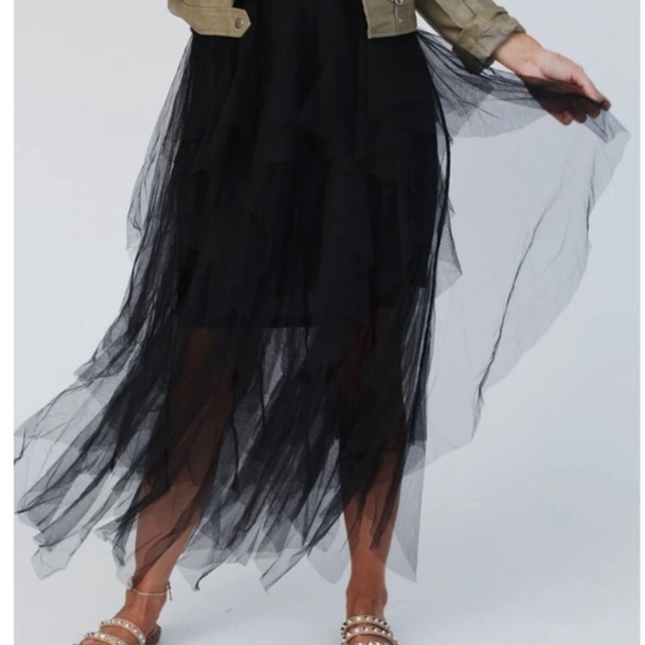 strapless bodysuit with mesh skirt long maxi sz L - Picture 2 of 8